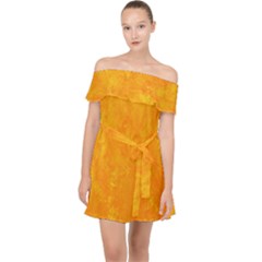 Background-yellow Off Shoulder Chiffon Dress by nateshop