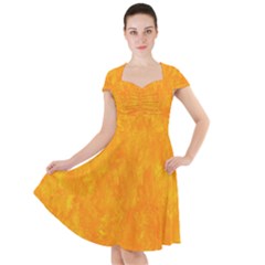 Background-yellow Cap Sleeve Midi Dress by nateshop