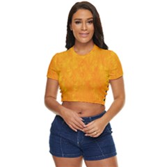 Background-yellow Side Button Cropped Tee by nateshop