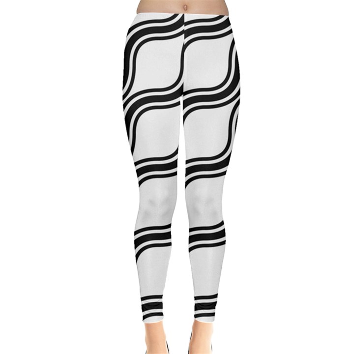 Diagonal-black White Leggings 