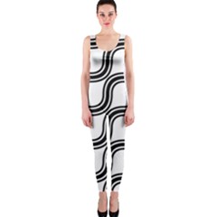 Diagonal-black White One Piece Catsuit by nateshop