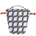 Diagonal-black White Drawstring Bucket Bag View2