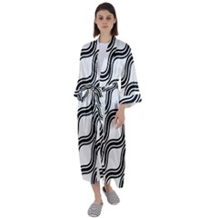 Diagonal-black White Maxi Satin Kimono by nateshop