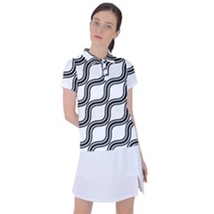 Diagonal-black White Women s Polo Tee