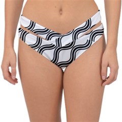 Diagonal-black White Double Strap Halter Bikini Bottom by nateshop