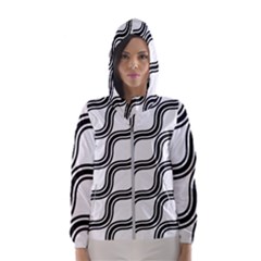 Diagonal-black White Women s Hooded Windbreaker by nateshop