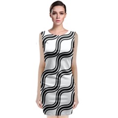 Diagonal-black White Classic Sleeveless Midi Dress
