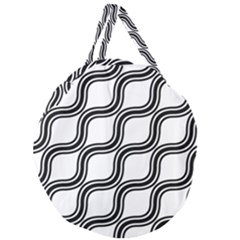 Diagonal-black White Giant Round Zipper Tote by nateshop