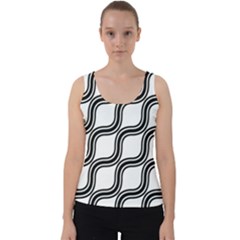 Diagonal-black White Velvet Tank Top by nateshop