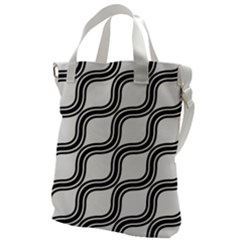 Diagonal-black White Canvas Messenger Bag