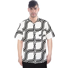 Diagonal-black White Men s Hawaii Shirt