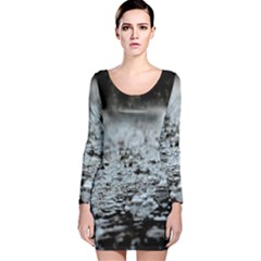  Rain Drops Water Liquid  Long Sleeve Velvet Bodycon Dress by artworkshop