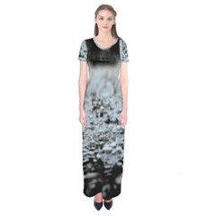  Rain Drops Water Liquid  Short Sleeve Maxi Dress