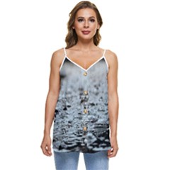  Rain Drops Water Liquid  Casual Spaghetti Strap Chiffon Top by artworkshop