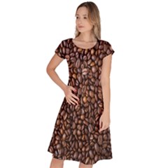 Coffee Beans Food Texture Classic Short Sleeve Dress by artworkshop