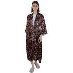 Coffee Beans Food Texture Maxi Satin Kimono by artworkshop