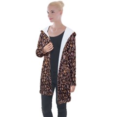 Coffee Beans Food Texture Longline Hooded Cardigan by artworkshop