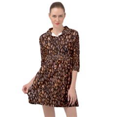 Coffee Beans Food Texture Mini Skater Shirt Dress by artworkshop