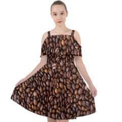 Coffee Beans Food Texture Cut Out Shoulders Chiffon Dress by artworkshop