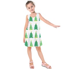 Christmas Trees Watercolor Decoration Kids  Sleeveless Dress by artworkshop