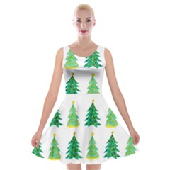 Christmas Trees Watercolor Decoration Velvet Skater Dress by artworkshop