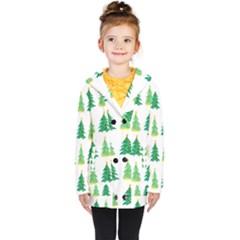 Christmas Trees Watercolor Decoration Kids  Double Breasted Button Coat by artworkshop