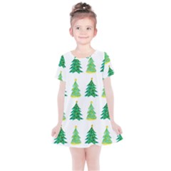 Christmas Trees Watercolor Decoration Kids  Simple Cotton Dress by artworkshop