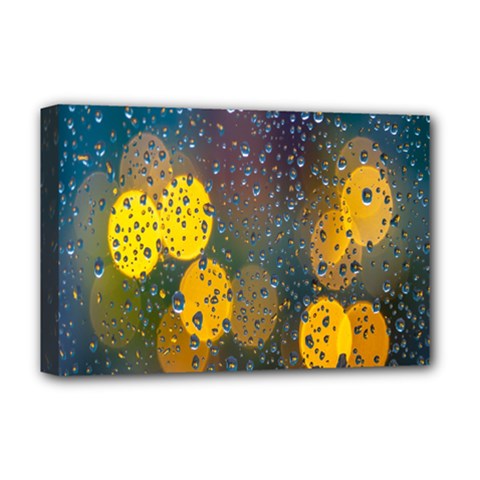 Bokeh Raindrops Window  Deluxe Canvas 18  X 12  (stretched)