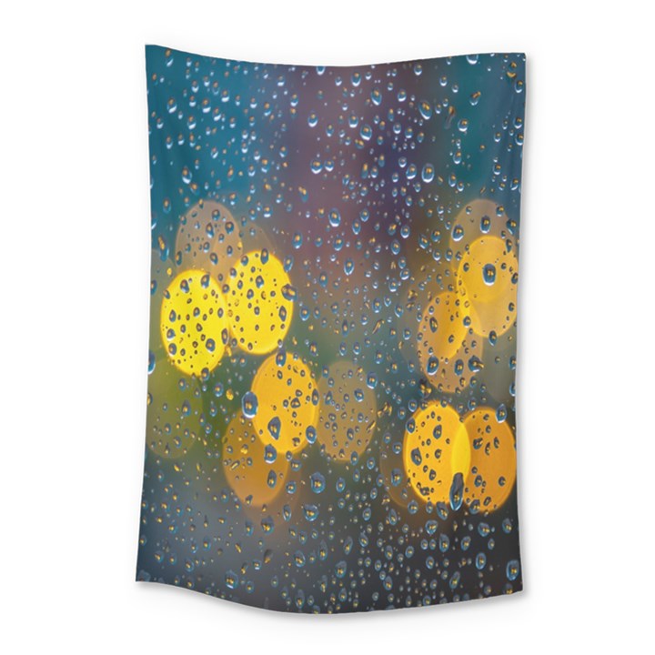 Bokeh Raindrops Window  Small Tapestry