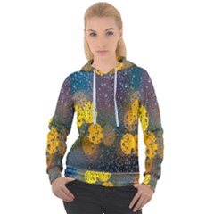 Bokeh Raindrops Window  Women s Overhead Hoodie by artworkshop