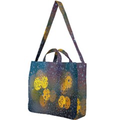 Bokeh Raindrops Window  Square Shoulder Tote Bag by artworkshop