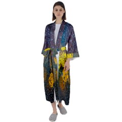 Bokeh Raindrops Window  Maxi Satin Kimono by artworkshop