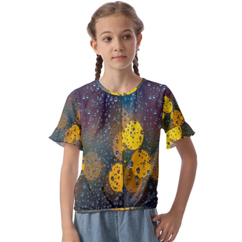 Bokeh Raindrops Window  Kids  Cuff Sleeve Scrunch Bottom Tee by artworkshop