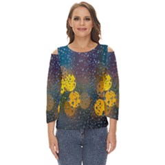 Bokeh Raindrops Window  Cut Out Wide Sleeve Top