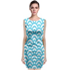  Waves Ocean Blue Texture Classic Sleeveless Midi Dress by artworkshop