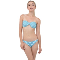  Waves Ocean Blue Texture Classic Bandeau Bikini Set by artworkshop