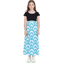  Waves Ocean Blue Texture Kids  Flared Maxi Skirt by artworkshop