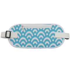  Waves Ocean Blue Texture Rounded Waist Pouch by artworkshop