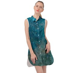  Pattern Design Texture Sleeveless Shirt Dress