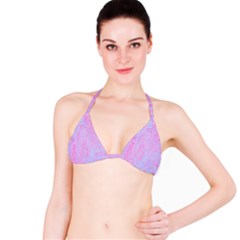  Texture Pink Light Blue Bikini Top