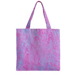  Texture Pink Light Blue Zipper Grocery Tote Bag by artworkshop