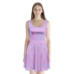  Texture Pink Light Blue Split Back Mini Dress 