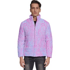  Texture Pink Light Blue Men s Puffer Bubble Jacket Coat