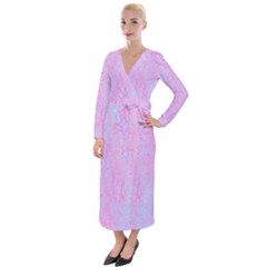  Texture Pink Light Blue Velvet Maxi Wrap Dress by artworkshop