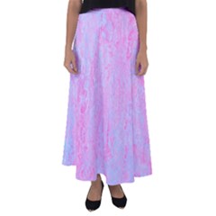  Texture Pink Light Blue Flared Maxi Skirt