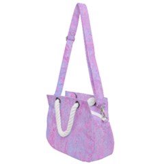  Texture Pink Light Blue Rope Handles Shoulder Strap Bag