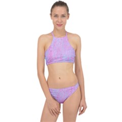  Texture Pink Light Blue Racer Front Bikini Set