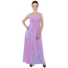  Texture Pink Light Blue Empire Waist Velour Maxi Dress