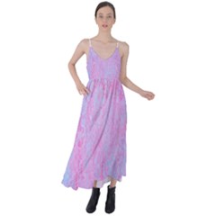  Texture Pink Light Blue Tie Back Maxi Dress by artworkshop