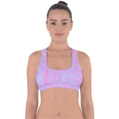  Texture Pink Light Blue Cross Back Hipster Bikini Top 